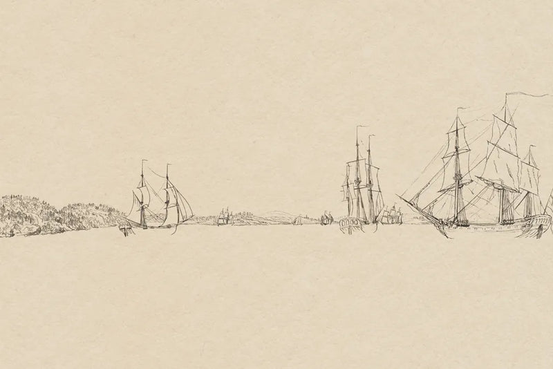 Sketch of the Harbor II by Wild Apple Portfolio. SKU 95812i. Archival Giclee Fine art print for wall decor.