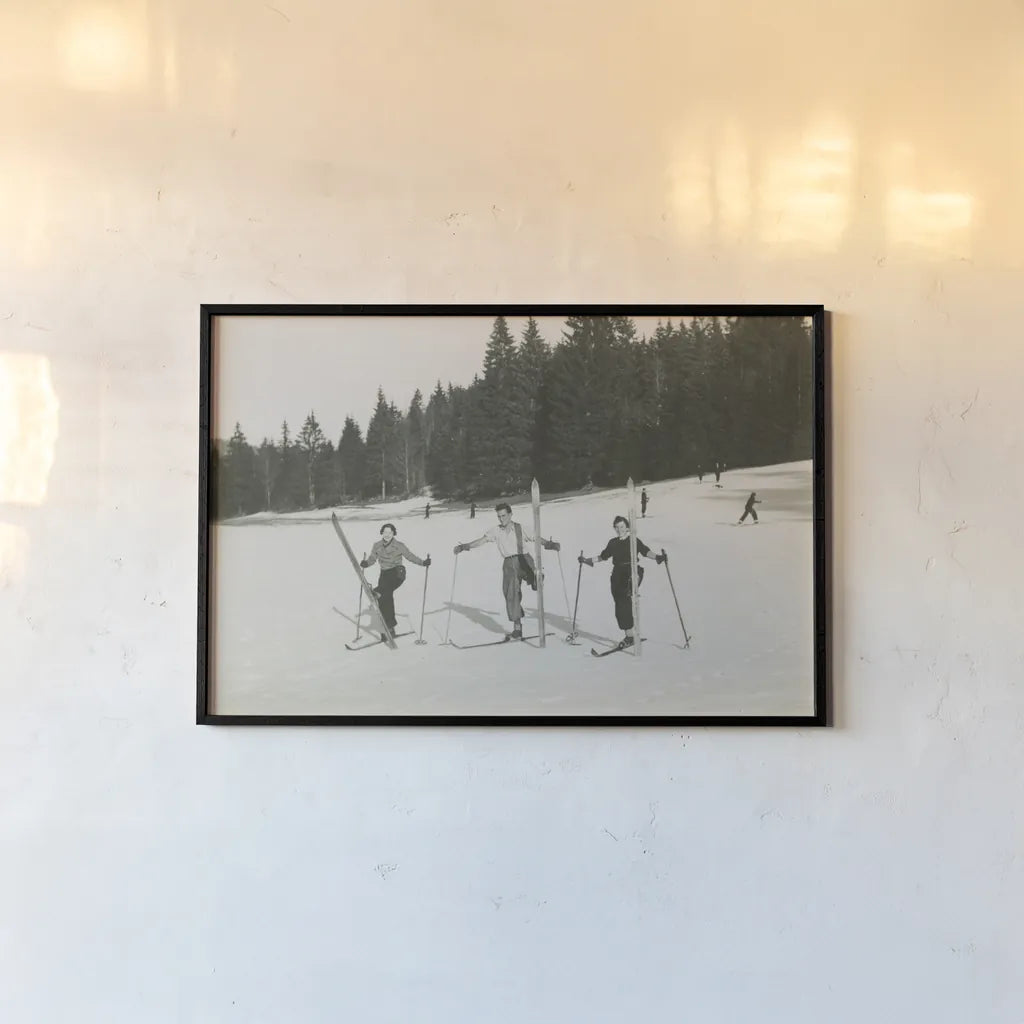 Ski Day by Wild Apple Portfolio. shown as a paper print in a black flame. Available as a archival giclee rolled canvas, fine art paper, or poster print. SKU 75782i.
