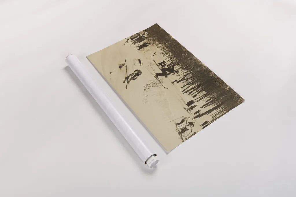 Skiing I by Wild Apple Portfolio. shown as a rolled paper print. Available as archival giclee rolled canvas, fine art paper, or poster print. SKU 73288i.