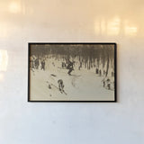 Skiing I by Wild Apple Portfolio. shown as a paper print in a black flame. Available as a archival giclee rolled canvas, fine art paper, or poster print. SKU 73288i.