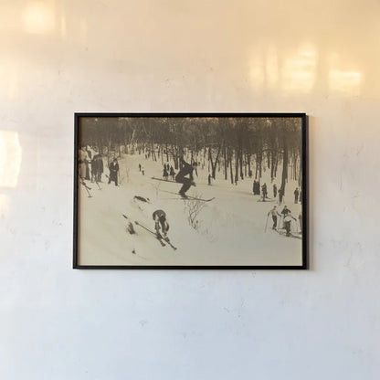 Skiing I by Wild Apple Portfolio. shown as a paper print in a black flame. Available as a archival giclee rolled canvas, fine art paper, or poster print. SKU 73288i.