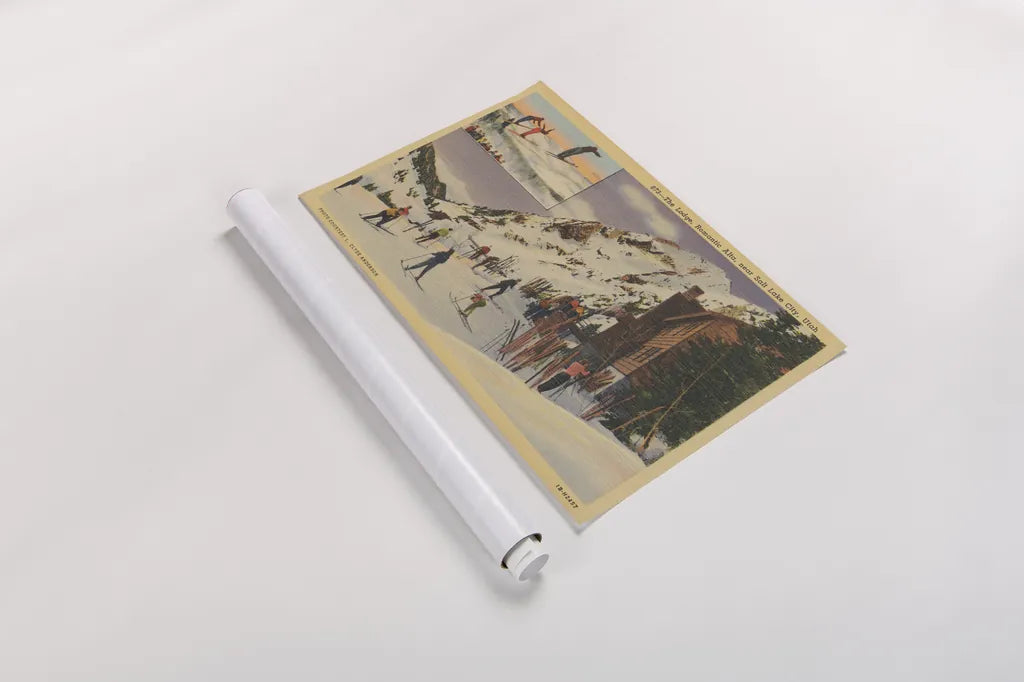 Skiing II by Wild Apple Portfolio. shown as a rolled paper print. Available as archival giclee rolled canvas, fine art paper, or poster print. SKU 73289i.