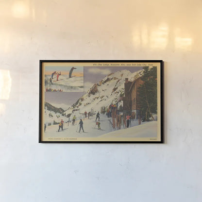 Skiing II by Wild Apple Portfolio. shown as a paper print in a black flame. Available as a archival giclee rolled canvas, fine art paper, or poster print. SKU 73289i.