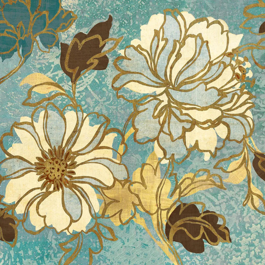 Sophias Flowers Blue I by Wild Apple Portfolio. SKU 8372a. Archival Giclee Fine art print for wall decor.