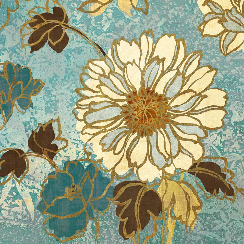 Sophias Flowers Blue II by Wild Apple Portfolio. SKU 8373a. Archival Giclee Fine art print for wall decor.