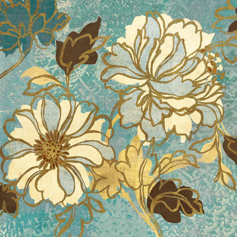 Sophias Flowers I Blue by Wild Apple Portfolio. SKU 8497a. Archival Giclee Fine art print for wall decor.