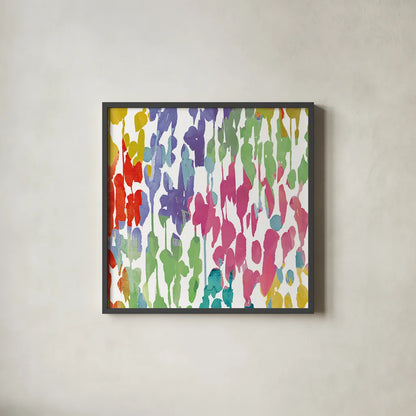 Splashes of Color II by Wild Apple Portfolio. Shown in a sleek black glass frame for a contemporary gallery look. Available as an archival giclee rolled canvas, fine art paper, or poster print. SKU 17229a.