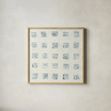Squares on White by Wild Apple Portfolio. Shown in a natural wood glass frame for a timeless modern aesthetic. Available as an archival giclee rolled canvas, fine art paper, or poster print. SKU 71758a.