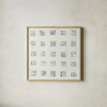 Squares on White by Wild Apple Portfolio. Shown in a natural wood glass frame for a timeless modern aesthetic. Available as an archival giclee rolled canvas, fine art paper, or poster print. SKU 71758a.