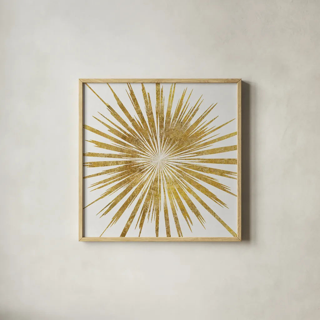 Starshine by Wild Apple Portfolio. Shown in a natural wood glass frame for a timeless modern aesthetic. Available as an archival giclee rolled canvas, fine art paper, or poster print. SKU 62018a.