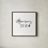 Stepmom Inspiration II by Wild Apple Portfolio. Shown in a sleek black glass frame for a contemporary gallery look. Available as an archival giclee rolled canvas, fine art paper, or poster print. SKU 54758a.