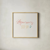 Stepmom Inspiration II Color by Wild Apple Portfolio. Shown in a natural wood glass frame for a timeless modern aesthetic. Available as an archival giclee rolled canvas, fine art paper, or poster print. SKU 54786a.