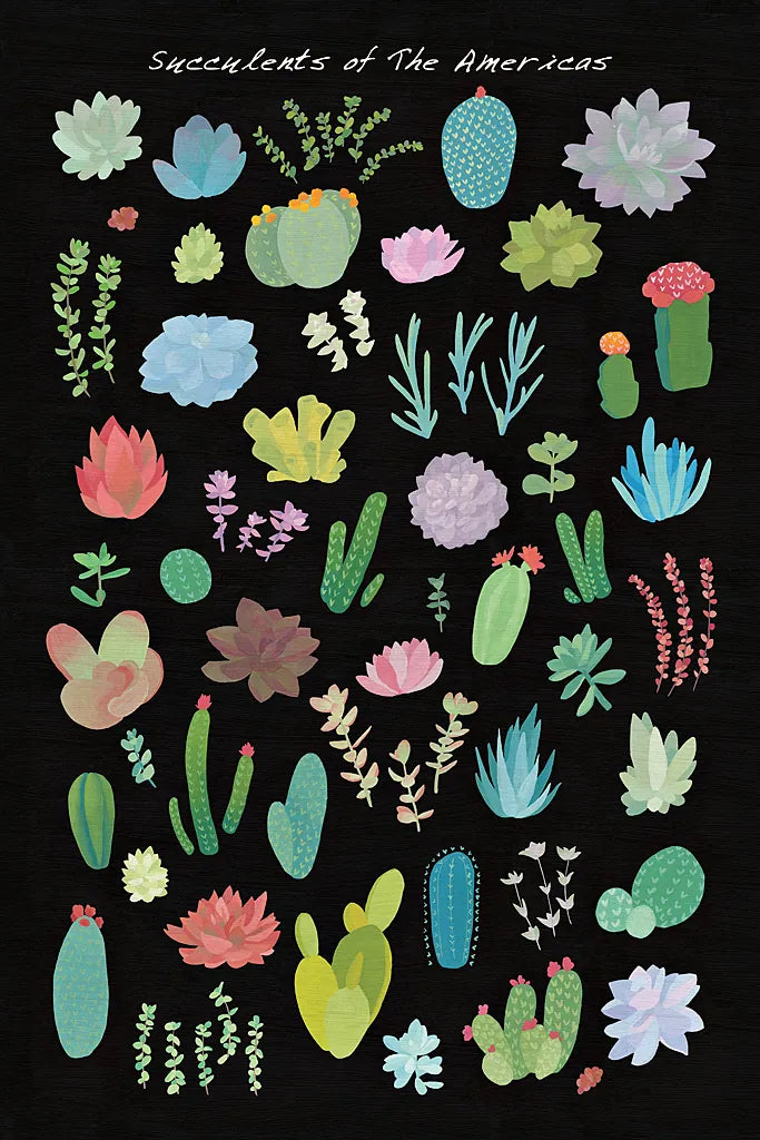 Succulent Chart I of the Americas by Wild Apple Portfolio. SKU 33817h. Archival Giclee Fine art print for wall decor.
