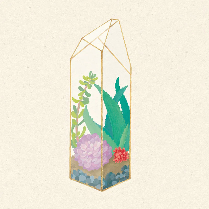 Succulent Terrarium I by Wild Apple Portfolio. SKU 18832a. Archival Giclee Fine art print for wall decor.