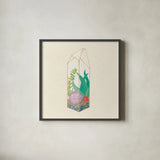 Succulent Terrarium I by Wild Apple Portfolio. Shown in a sleek black glass frame for a contemporary gallery look. Available as an archival giclee rolled canvas, fine art paper, or poster print. SKU 18832a.