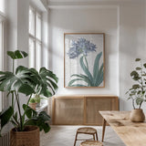 Summer Botanicals I v2 by Wild Apple Portfolio. shown as a print in a natural wood frame in a dining room. Available as a archival giclee rolled canvas, fine art paper, or poster print. SKU 59257h.
