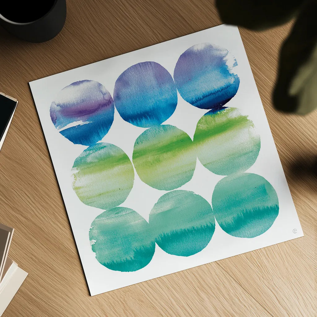 Summer Dots II by Wild Apple Portfolio. Shown as a detailed flat fine art print, highlighting archival giclee quality. Available as an archival giclee rolled canvas, fine art paper, or poster print. SKU 18650a.