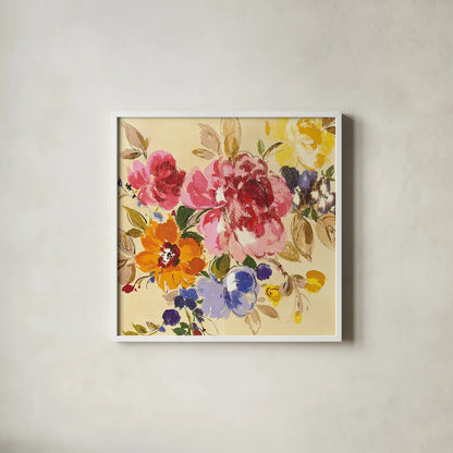 Summer Garden II by Wild Apple Portfolio. Shown in a crisp white glass frame for a clean and minimalist style. Available as an archival giclee rolled canvas, fine art paper, or poster print. SKU 28711a.