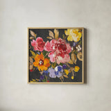 Summer Garden II Black by Wild Apple Portfolio. Shown in a natural wood glass frame for a timeless modern aesthetic. Available as an archival giclee rolled canvas, fine art paper, or poster print. SKU 30227a.