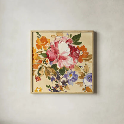 Summer Garden III by Wild Apple Portfolio. Shown in a natural wood glass frame for a timeless modern aesthetic. Available as an archival giclee rolled canvas, fine art paper, or poster print. SKU 28712a.