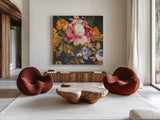 Summer Garden III Black by Wild Apple Portfolio. Shown as extra-large giant wall art in a modern living room. Available as an archival giclee rolled canvas, fine art paper, or poster print. SKU 30228a.