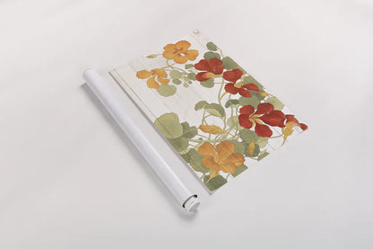 Summer Nasturtiums Cottage by Wild Apple Portfolio. shown as a rolled paper print. Available as archival giclee rolled canvas, fine art paper, or poster print. SKU 32061i.