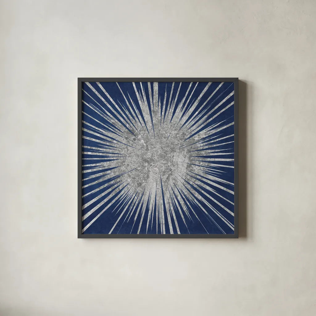 Sunburst I by Wild Apple Portfolio. Shown in a sleek black glass frame for a contemporary gallery look. Available as an archival giclee rolled canvas, fine art paper, or poster print. SKU 62005a.