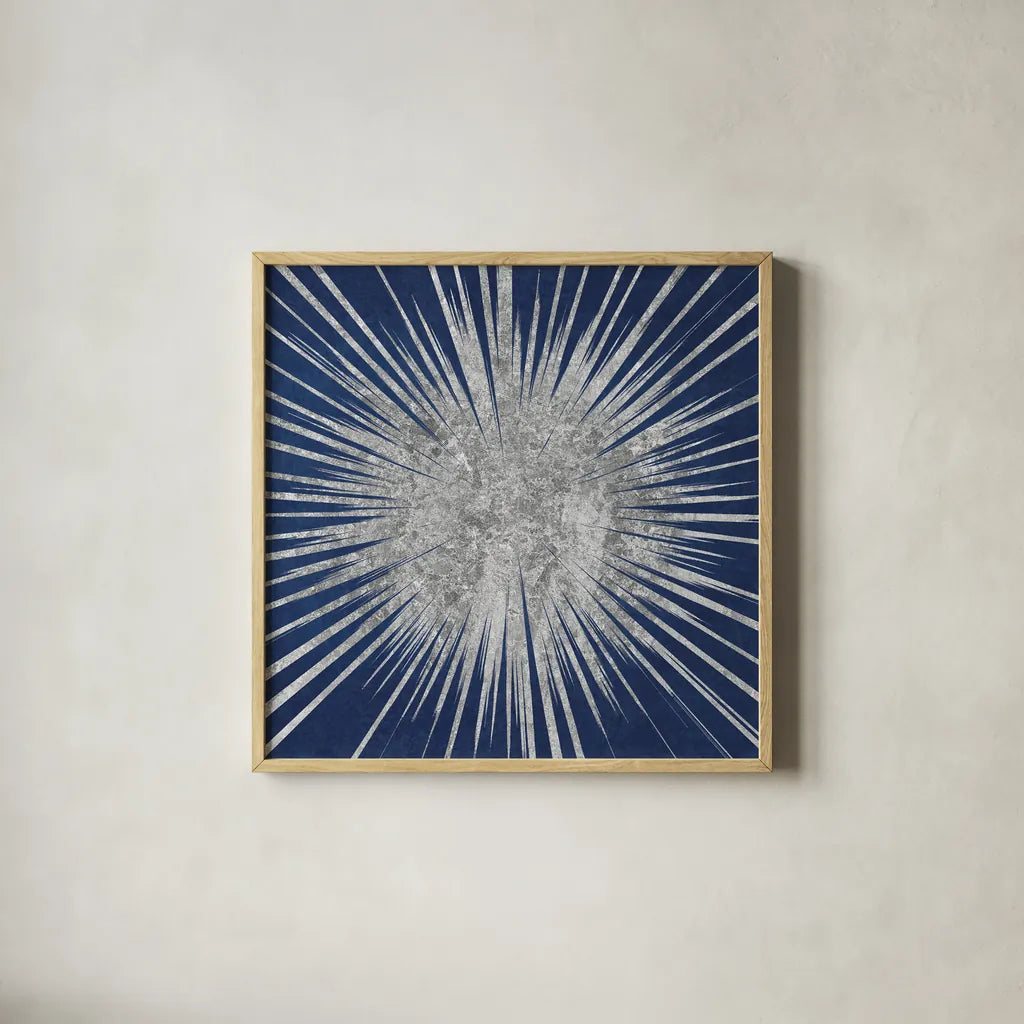 Sunburst I by Wild Apple Portfolio. Shown in a natural wood glass frame for a timeless modern aesthetic. Available as an archival giclee rolled canvas, fine art paper, or poster print. SKU 62005a.
