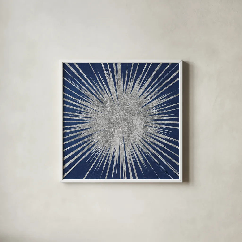Sunburst I by Wild Apple Portfolio. Shown in a crisp white glass frame for a clean and minimalist style. Available as an archival giclee rolled canvas, fine art paper, or poster print. SKU 62005a.