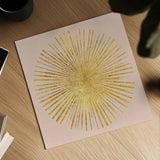 Sunburst I on Pink by Wild Apple Portfolio. Shown as a detailed flat fine art print, highlighting archival giclee quality. Available as an archival giclee rolled canvas, fine art paper, or poster print. SKU 69013a.