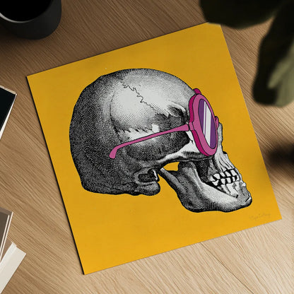 Sunny Skull I by Wild Apple Portfolio. Shown as a detailed flat fine art print, highlighting archival giclee quality. Available as an archival giclee rolled canvas, fine art paper, or poster print. SKU 21659a.