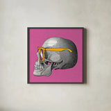 Sunny Skull IV by Wild Apple Portfolio. Shown in a sleek black glass frame for a contemporary gallery look. Available as an archival giclee rolled canvas, fine art paper, or poster print. SKU 21662a.
