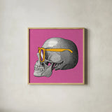 Sunny Skull IV by Wild Apple Portfolio. Shown in a natural wood glass frame for a timeless modern aesthetic. Available as an archival giclee rolled canvas, fine art paper, or poster print. SKU 21662a.