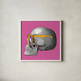 Sunny Skull IV by Wild Apple Portfolio. Shown in a crisp white glass frame for a clean and minimalist style. Available as an archival giclee rolled canvas, fine art paper, or poster print. SKU 21662a.