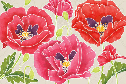 Sunshine Poppies by Wild Apple Portfolio. SKU 19603i. Archival Giclee Fine art print for wall decor.