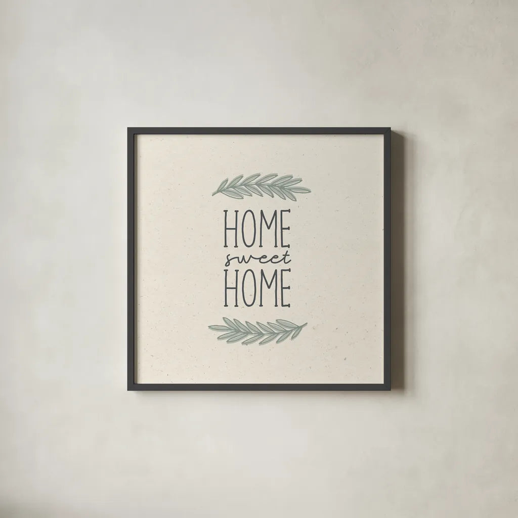 Sweet Home by Wild Apple Portfolio. Shown in a sleek black glass frame for a contemporary gallery look. Available as an archival giclee rolled canvas, fine art paper, or poster print. SKU 75059a.