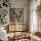 Tail Feathers III by Wild Apple Portfolio. Shown in a natural wood frame in a cozy modern living room. Available as an archival giclee rolled canvas, fine art paper, or poster print. SKU 29556a.