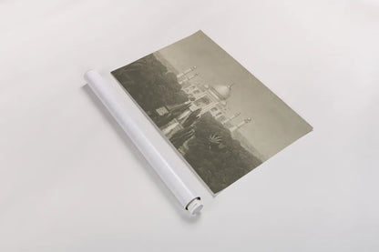 Taj Mahal Postcard II by Wild Apple Portfolio. shown as a rolled paper print. Available as archival giclee rolled canvas, fine art paper, or poster print. SKU 82640i.