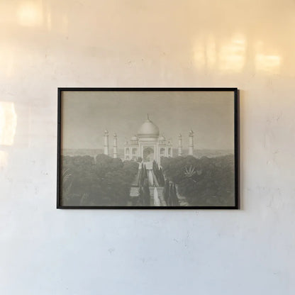 Taj Mahal Postcard II by Wild Apple Portfolio. shown as a paper print in a black flame. Available as a archival giclee rolled canvas, fine art paper, or poster print. SKU 82640i.