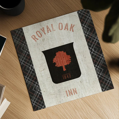 Tartan Lodge Shield II by Wild Apple Portfolio. Shown as a detailed flat fine art print, highlighting archival giclee quality. Available as an archival giclee rolled canvas, fine art paper, or poster print. SKU 50337a.