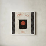Tartan Lodge Shield II by Wild Apple Portfolio. Shown in a crisp white glass frame for a clean and minimalist style. Available as an archival giclee rolled canvas, fine art paper, or poster print. SKU 50337a.