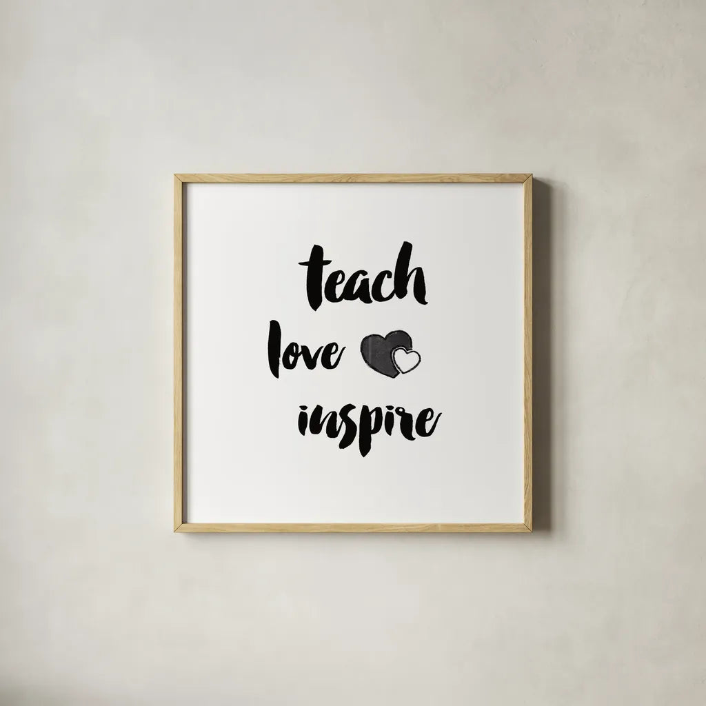 Teacher Inspiration I by Wild Apple Portfolio. Shown in a natural wood glass frame for a timeless modern aesthetic. Available as an archival giclee rolled canvas, fine art paper, or poster print. SKU 54324a.