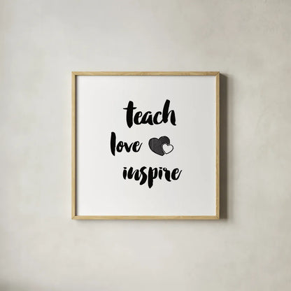 Teacher Inspiration I by Wild Apple Portfolio. Shown in a natural wood glass frame for a timeless modern aesthetic. Available as an archival giclee rolled canvas, fine art paper, or poster print. SKU 54324a.