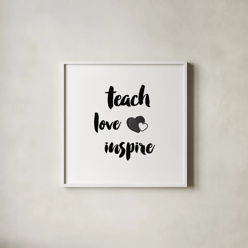 Teacher Inspiration I by Wild Apple Portfolio. Shown in a crisp white glass frame for a clean and minimalist style. Available as an archival giclee rolled canvas, fine art paper, or poster print. SKU 54324a.