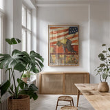 Teamwork Wins by Wild Apple Portfolio. shown as a print in a natural wood frame in a dining room. Available as a archival giclee rolled canvas, fine art paper, or poster print. SKU 103770h.