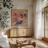 Terra Garden II by Wild Apple Portfolio. Shown in a natural wood frame in a cozy modern living room. Available as an archival giclee rolled canvas, fine art paper, or poster print. SKU 57191a.