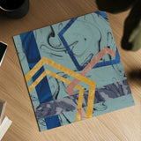 Terrazzo I Blue by Wild Apple Portfolio. Shown as a detailed flat fine art print, highlighting archival giclee quality. Available as an archival giclee rolled canvas, fine art paper, or poster print. SKU 51933a.
