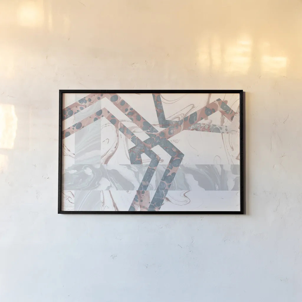 Terrazzo I Coral Crop by Wild Apple Portfolio. shown as a paper print in a black flame. Available as a archival giclee rolled canvas, fine art paper, or poster print. SKU 57705i.