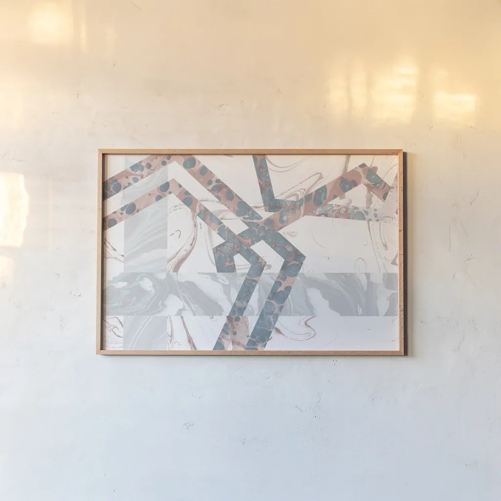 Terrazzo I Coral Crop by Wild Apple Portfolio. shown as a paper print in a natural frame. Available as a archival giclee rolled canvas, fine art paper, or poster print. SKU 57705i.