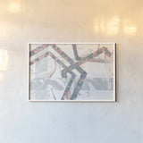Terrazzo I Coral Crop by Wild Apple Portfolio. shown as a paper print in a white frame. Available as a archival giclee rolled canvas, fine art paper, or poster print. SKU 57705i.
